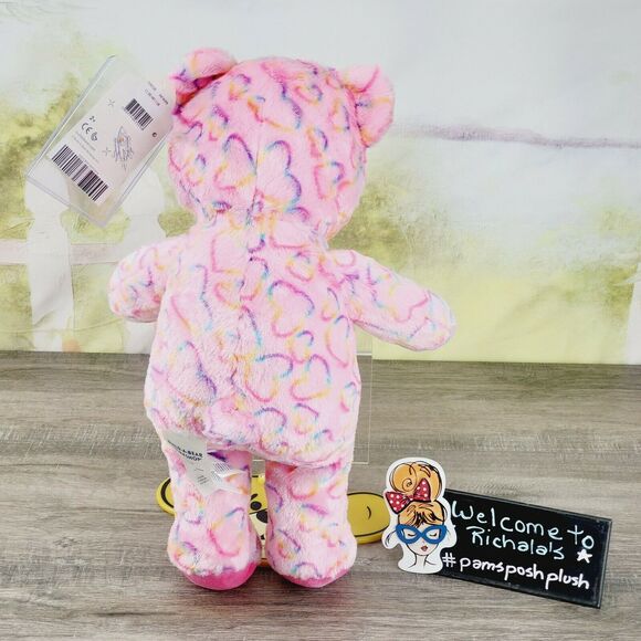NWT Build A Bear Rainbow Smiles Condo Cub Plush Valentine's Day Hearts Pink BABW - Picture 3 of 6